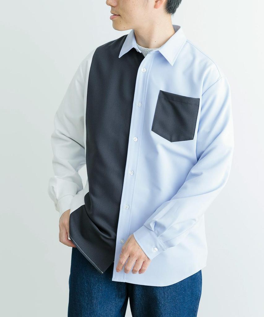 Urban Research Items Vertical Switch Long Sleeve Dress Size Size Men's Shirt, L.BLU, M, IT44-13A008