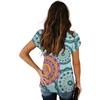 Womens Ladies Summer V Neck Blouse Solid Color Printed Short Sleeves T-shirt Tops