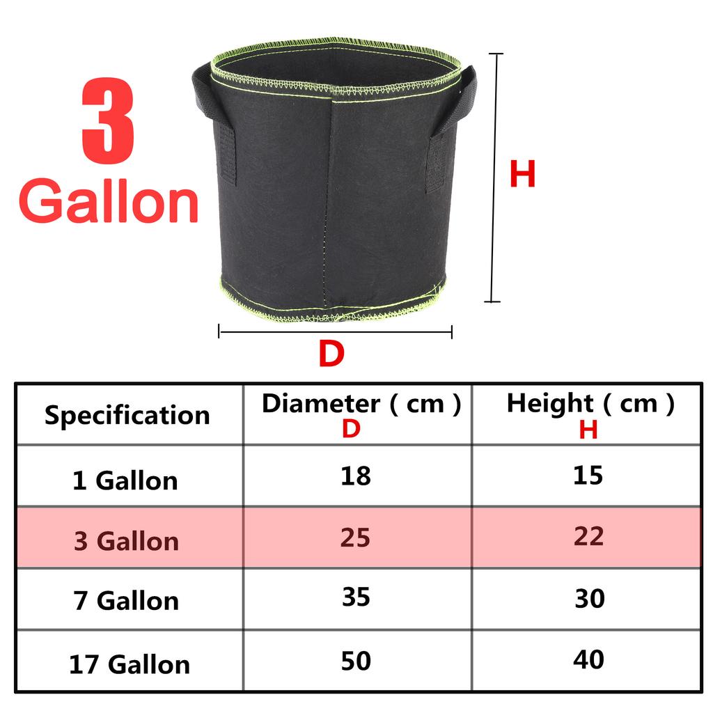 Bolsa de Cultivo de Tela para Plantas 1/2/3/5/7/10/17 Galones Maceta de Guardería Jardín Flor Verdura Tomate Patata Fresa Maceta de Cultivo