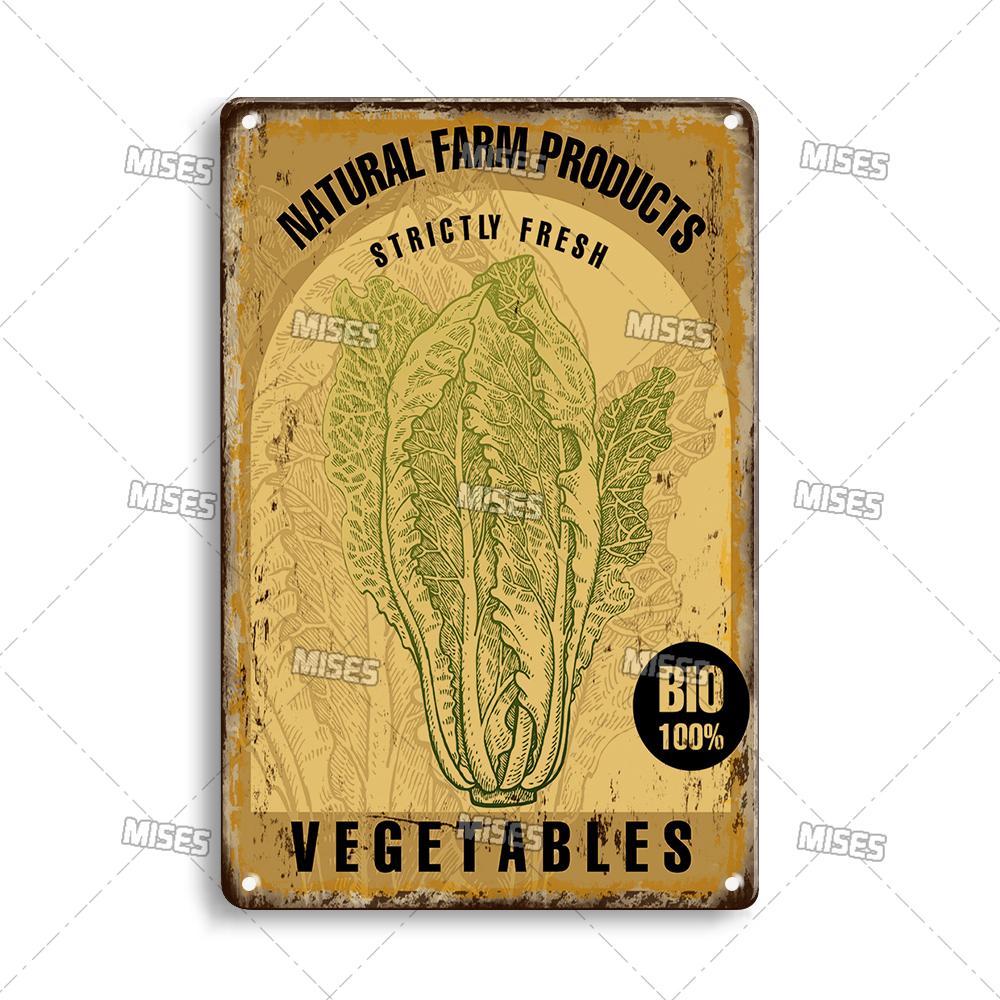 MISES Fruit And Vegetable Metal Poster Decorative Plate Kitchen Vintage Poster Home Bar Farm Industrial Decor Metal Tin Sign