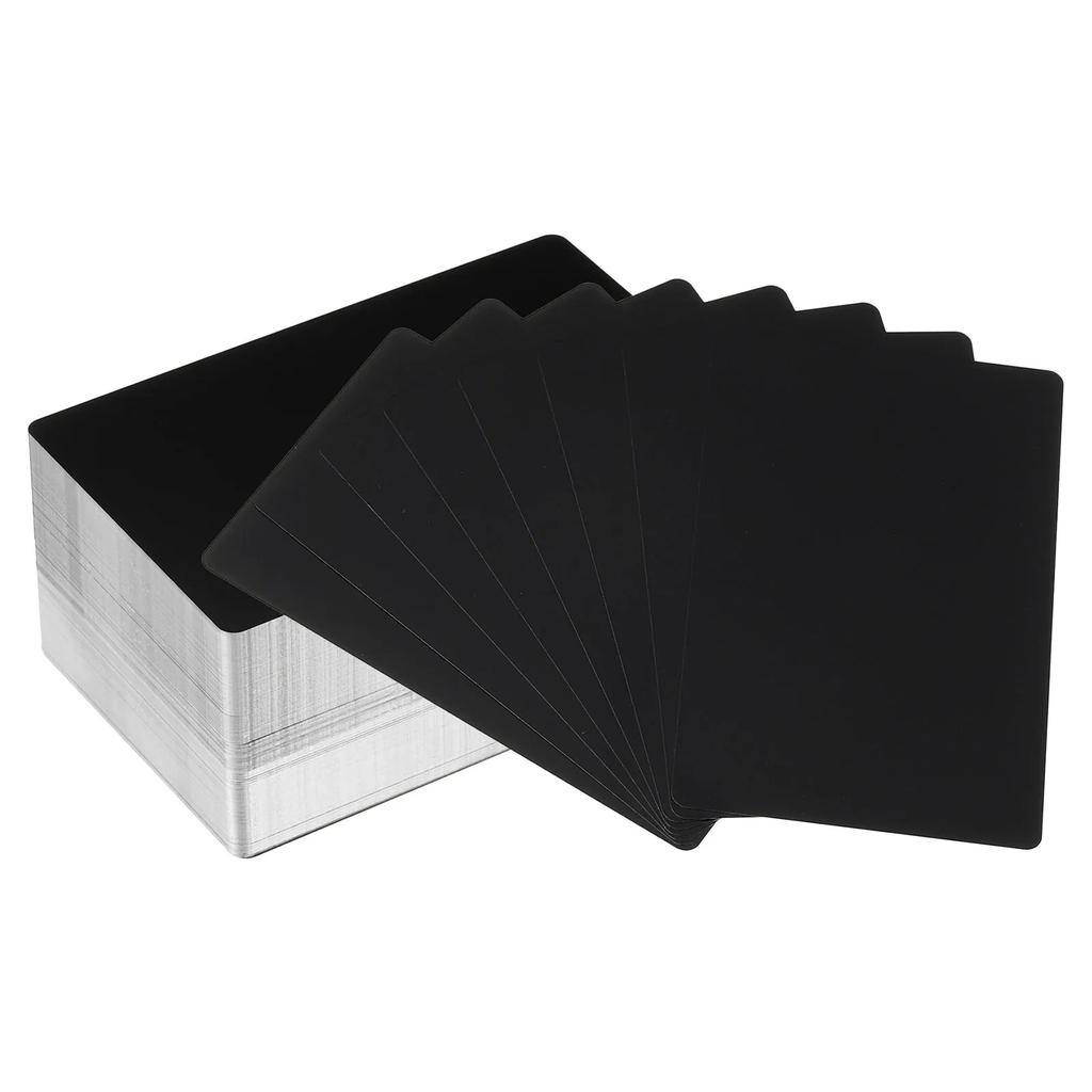 100/200/300Pcs Blank Metal Business Cards 0.21mm Thick 3.4x2.1 Inch Aluminum Laser Engrave Printable Name Card for Custom DIY
