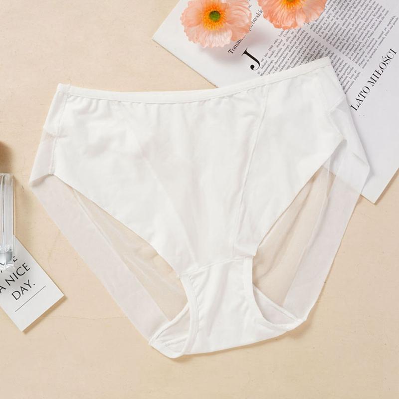 Simple Seamless Breathable Ice Silk Hollow Mesh Women's Underwear Mid-waist Briefs Sexy and Comfortable Underwear