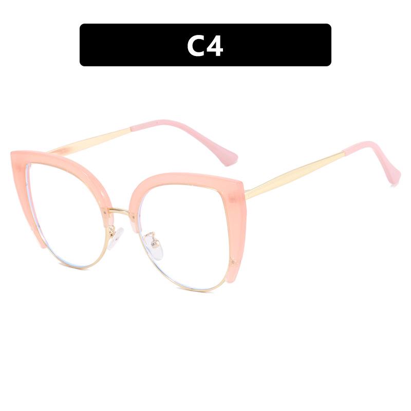Cat-Eye Semi-Rimless Large Anti-Blue Light Eyeglass Frames, 2023 Retro Trend, European & American Style.