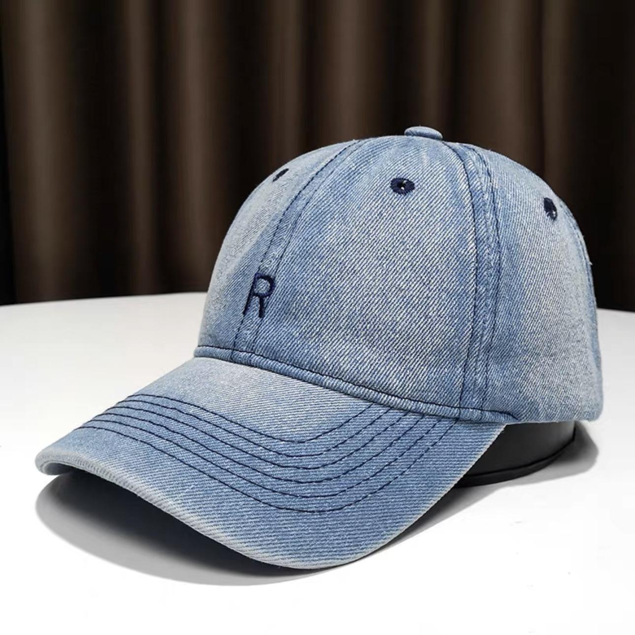 

Бейсболка Солнцезащитная шляпа Повседневная с надписями Ретро Мужская и женская Весна и Лето Новая Джинсово-синяя Старая стирка Бейсболка Adjustable