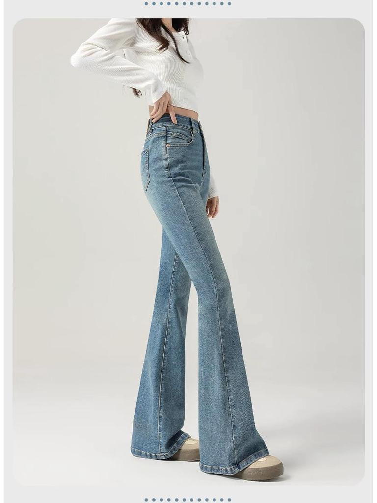 Women's Light Color High Waist Stretch Flare Pants - Plus Size, Slimming, Non-Clingy, for Spring & Autumn 2025.