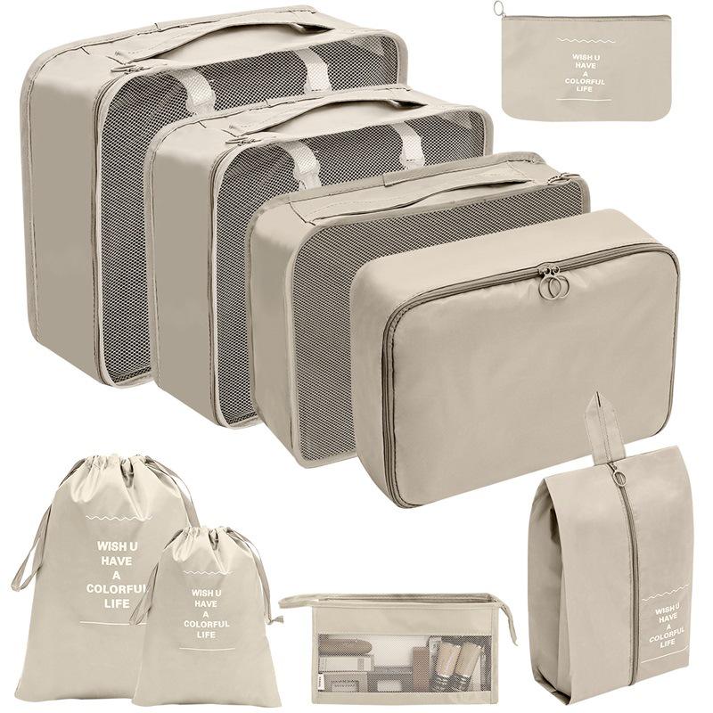 Travel Storage Set: Foldable Toiletry, Makeup, Clothes, Shoes, Digital Accessories, and Drawstring Luggage Bags.