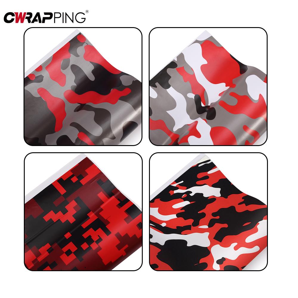 Car Red Camo Film PVC Waterproof Self Adhesive Camouflage Film Auto Body Color Change Sticker for Auto Motorcycle Stickers