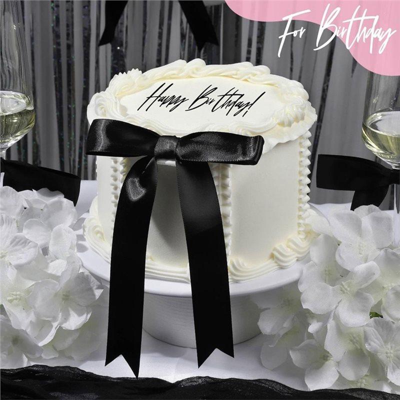 A03F-Große Schwarze Schleifen(50 STÜCK), Satinband 5x7" für Ballons, Twist-Tie-Dekorationen für Champagnerflaschenverpackung
