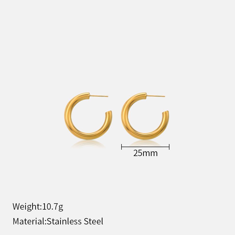 European and American Fashion Simple Plain Hoop Earrings: 20/25/30/40/50mm Stainless Steel Women's Hoop Earrings