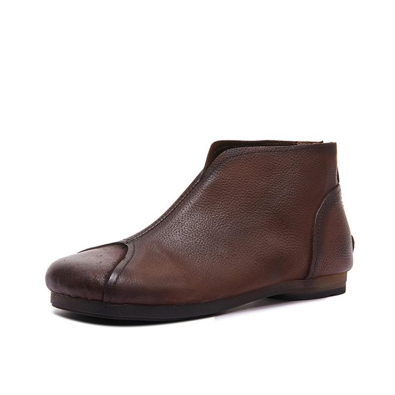 

Женская обувь больших размеров, Короткие ботинки, Ретро мягкая кожа, Мягкая подошва, Новые женские ботинки на одну ногу, Ботинки с квадратным носком 40 кофейный