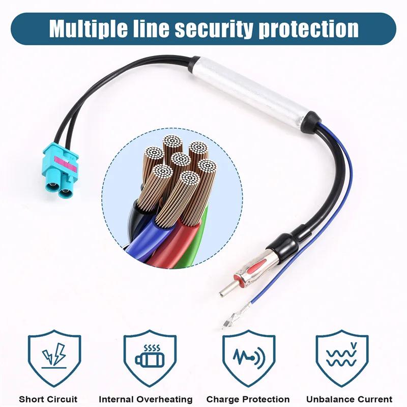 Dual Head Car Radio Antenna Connection Cable with Amplifier