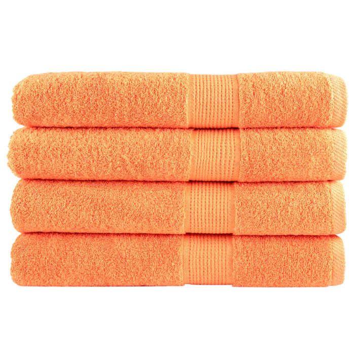 VidaXL Serviettes de Qualité Supérieure 4 pcs, Serviettes de Douche, Draps de Bain, Serviettes d'Invité de Toilette, Orange 137390