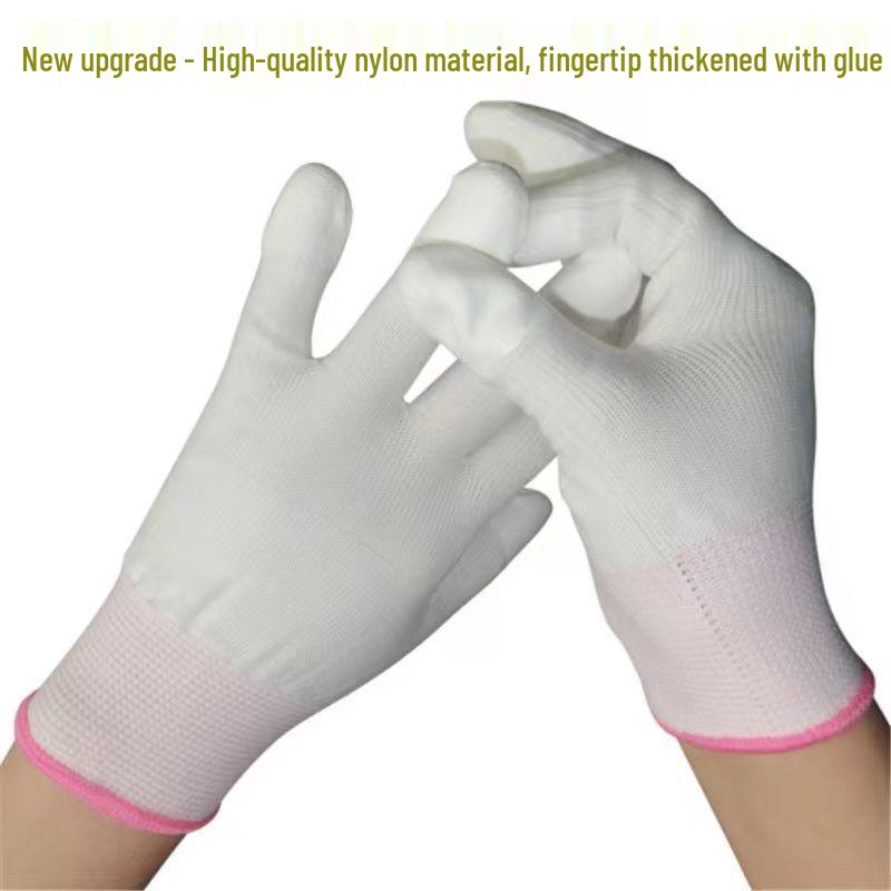 Anti-Static Nylon Work Gloves - Pure White, Labor Protection, Free Shipping