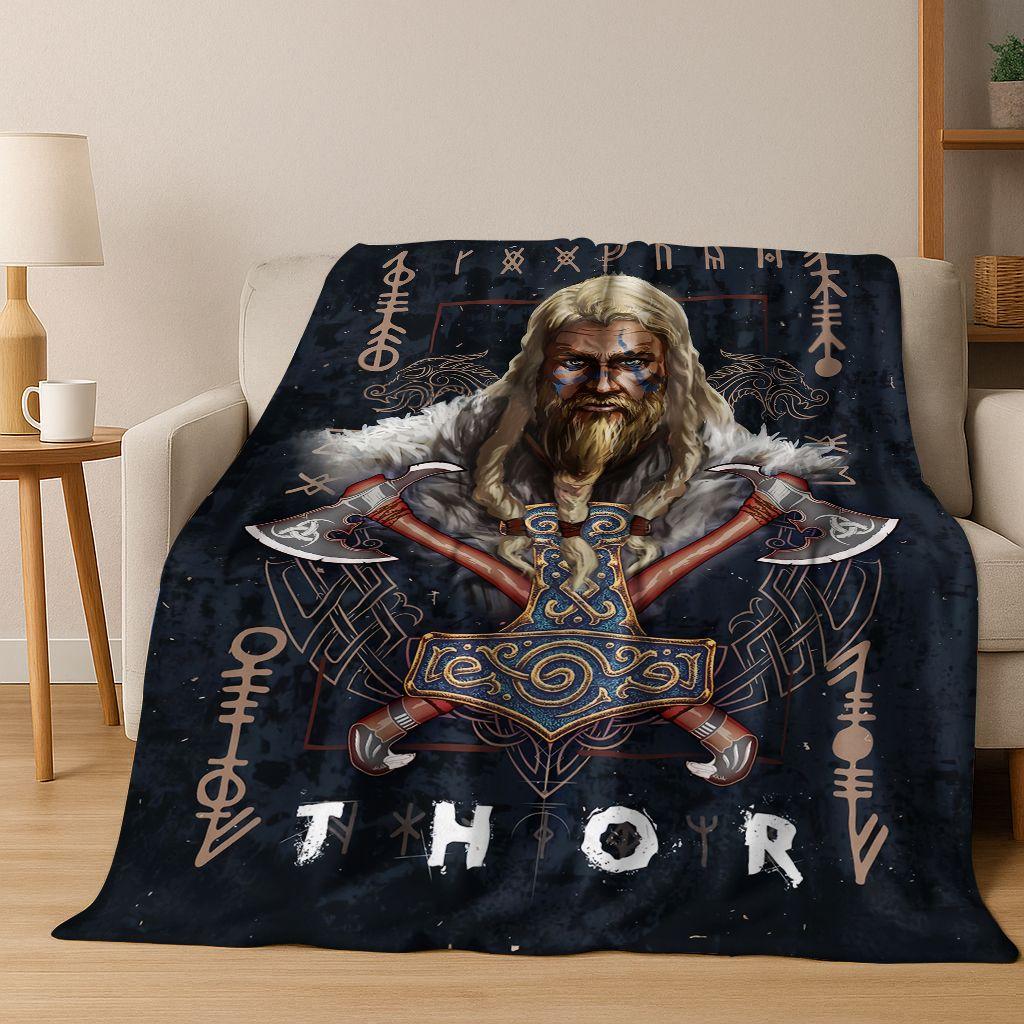 Nordic Viking Warrior Symbol Valhalla Valknut Rune Flannel Blanket,Cozy Soft Throw Blanket for Home Bedroom Bed Sofa Cover Gift