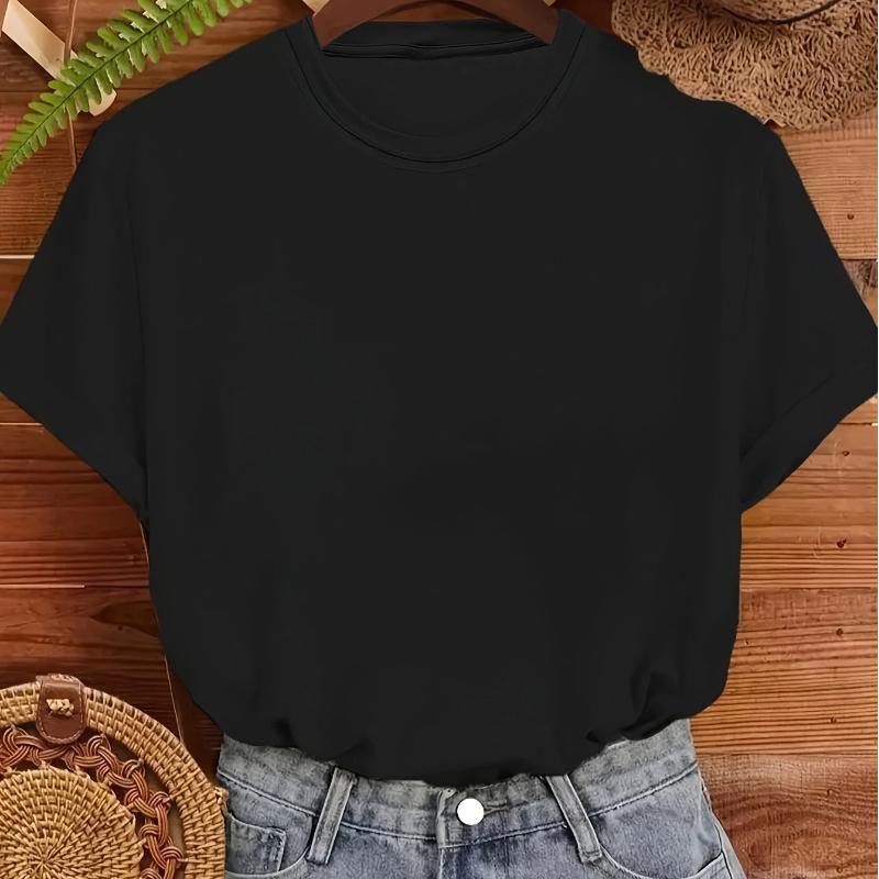 American Trendy Fashion Letter Print Round Neck Stretch Comfortable Women'S T-Shirt