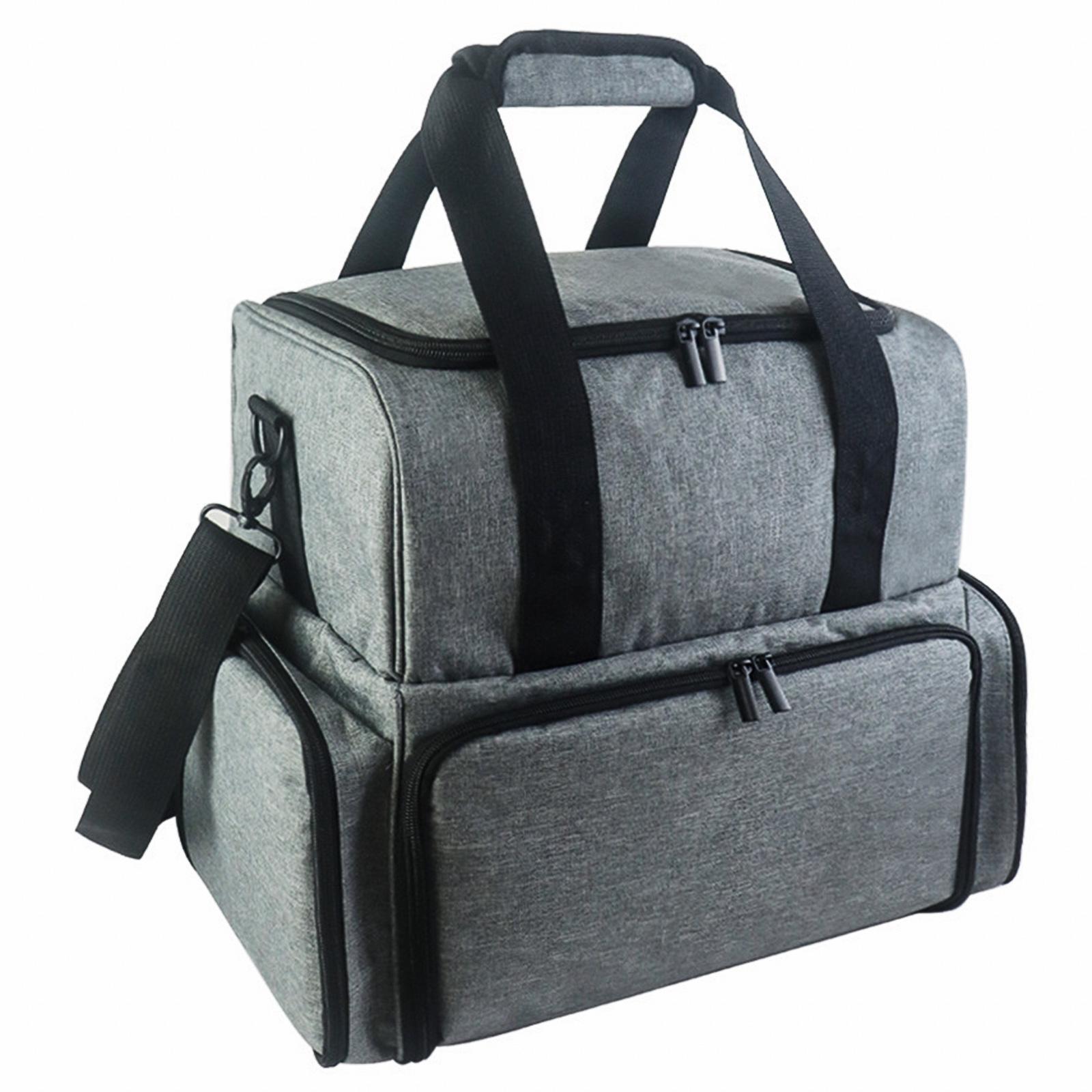 

Портативный футляр для хранения флаконов лака для ногтей с двухслойными органайзерами для маникюрных инструментов и отделением для сушки ногтей серый