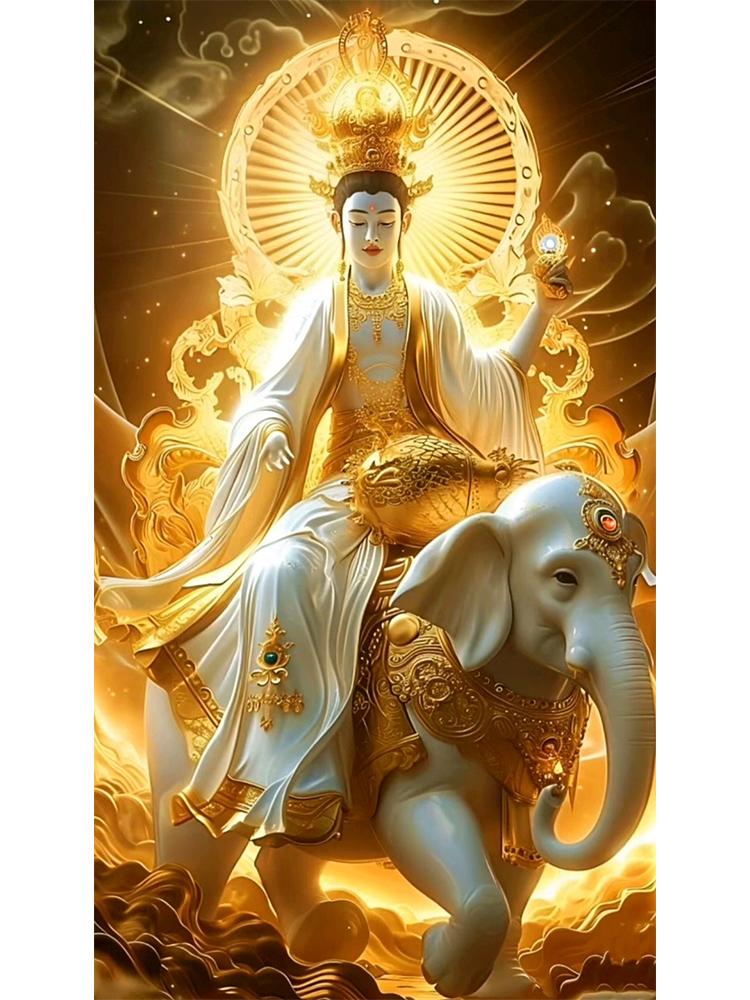 Religious Diamond Painting 5DDIY Cross Embroidered Buddha Statue Elephant Full Round Square Diamond Mosaic Home Decoration