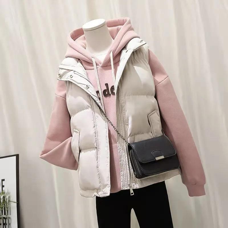Vest women's autumn and winter fat mm large size down cotton vest new Korean version student vest short loose vest jacket