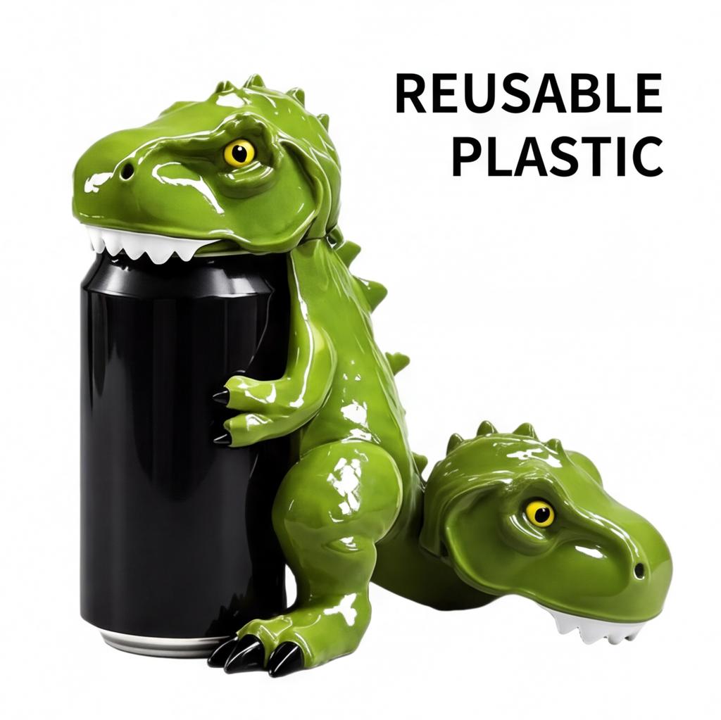 Dinosaur Can Cover for 12 Oz Cans Reusable Funny Animal Beverage Sleeve - Dust-Proof Drink Protector for Soda Beer Camping Picnics Parties - Cut