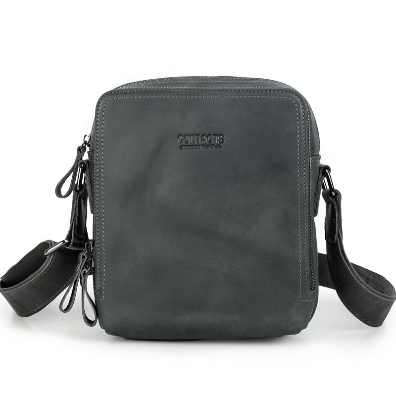 Black Angel Retro Crazy Horse Leather Men s Crossbody Shoulder Bag