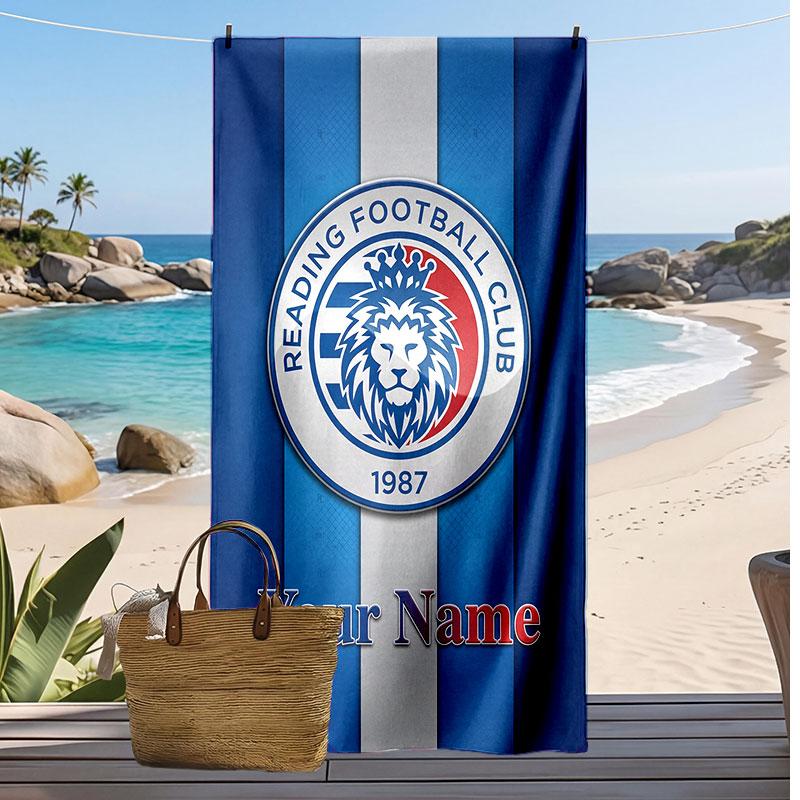 Reading FC Personalized Printed Beach Towel Soccer Logo Support Custom Name Text Absorbent Towel For Sport Travel Special Gift