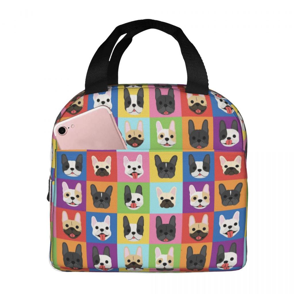 Cute Boston Terrier Dog Pattern Insulated Lunch Bag for Women Office Cooler Thermal Food Box Tote Portable Lunch Boxes Container
