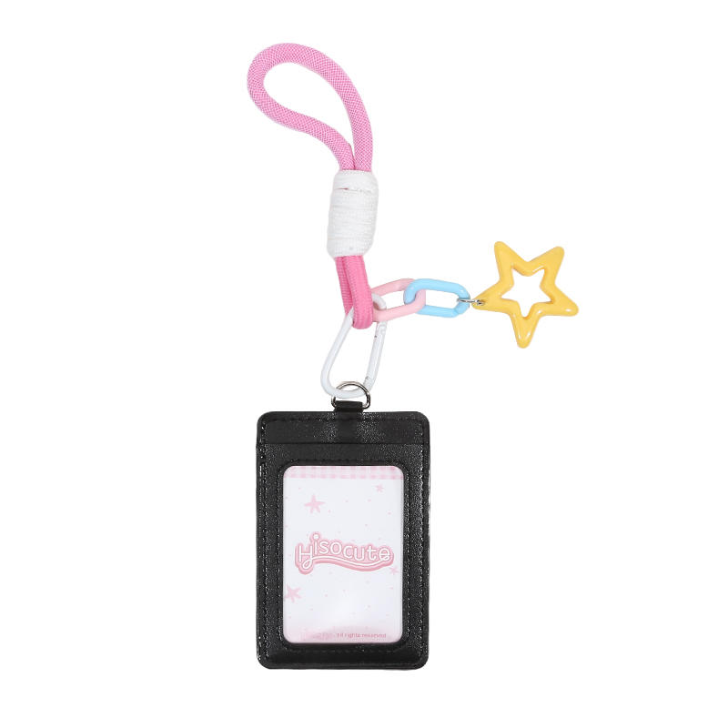 Portable ID Card Badge Holder Korea Version Star Small Photocard Sleeves with Pendant Keychain
