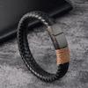 Bracelet Men Black Leather Bangle Steel Magnetic-clasp Cowhide Braided Trendy Bracelet Charm Male Jewelry Pulsera Hombre