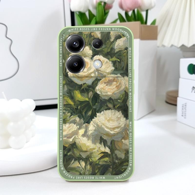 Elegant White Rose Phone Case For Xiaomi Poco F7 X7 X6 F6 M6 M5 M5S F5 X5 F4 X4 M4 F3 M3 X3 Pro 4G 5G GT Silicone Cover