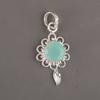 Piedra Preciosa Calcedonia Aguamarina Joyería de Plata de Ley 925 Colgante Hecho a Mano 1.80" Regalo PP-4-15