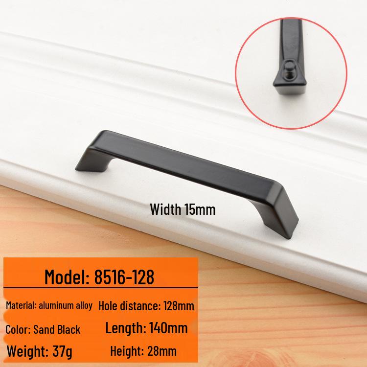 Moderner schwarzer Aluminiumlegierungsgriff für Schrank, Schublade und Kleiderschrank