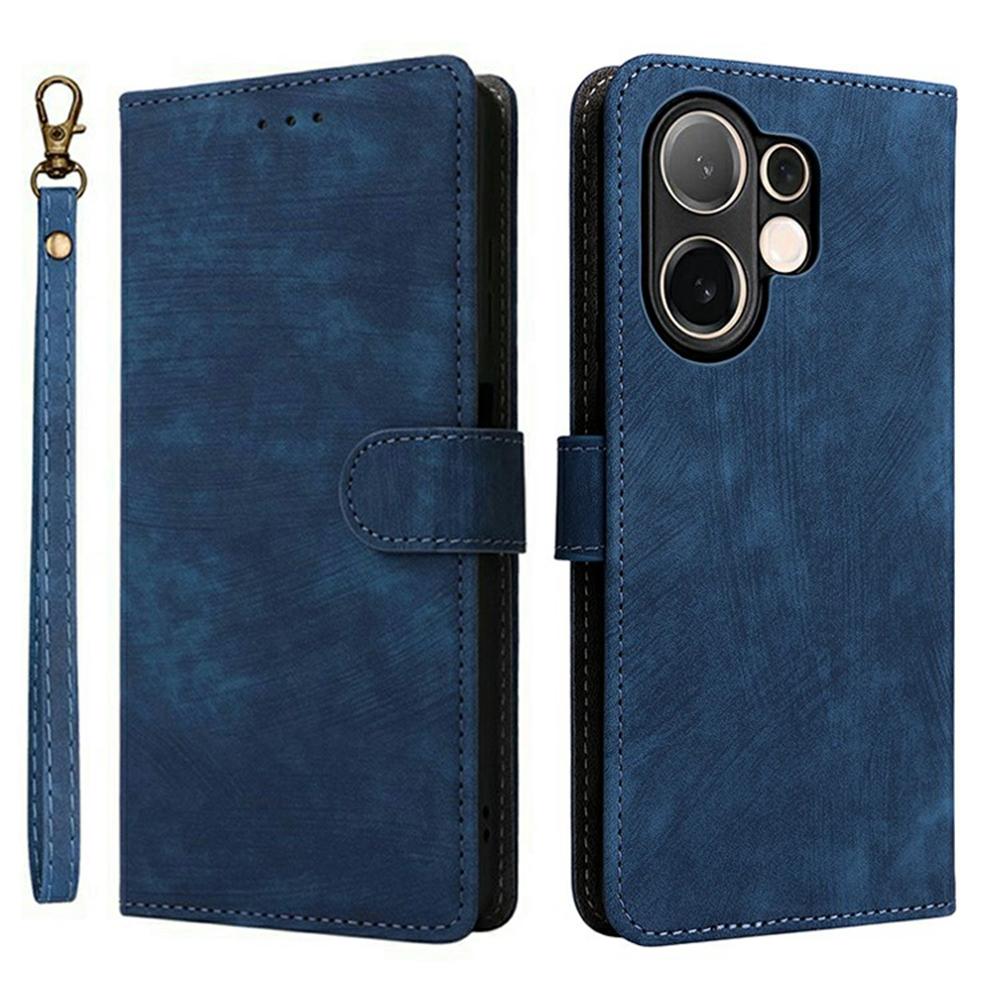 For vivo V60 5G Case Wallet RFID Blocking PU Leather Phone Cover Stand with Strap