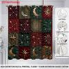 1Pc Fabric Sun Moon Splicing Print Waterproof Shower Partition Privacy Hanging Curtain 12 Hook Multiple Size Easy Installation