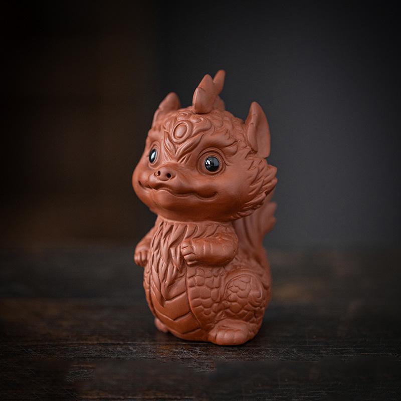 Ceramic Zodiac Dragon Mascot Decorative Figurines Chinese Mysterious Animals Cute Home Room Office Tea Table Decorative Statue