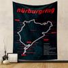 Nürburgring Race Track Map Layout Red Text Design Patterned Tapestry for Bedroom and Living Room Home Decor