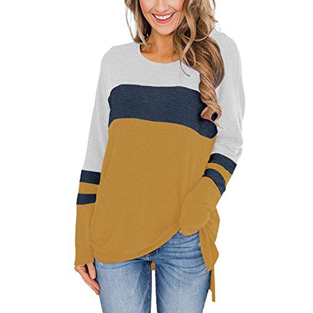 Fashion Women's Patchwork Round Neck Long Sleeve Loose And Comfortable Top