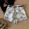 Vintage Style Washed Denim Shorts for Women Summer Embroidery Loose Slimming All Match Short Pants Female 2025