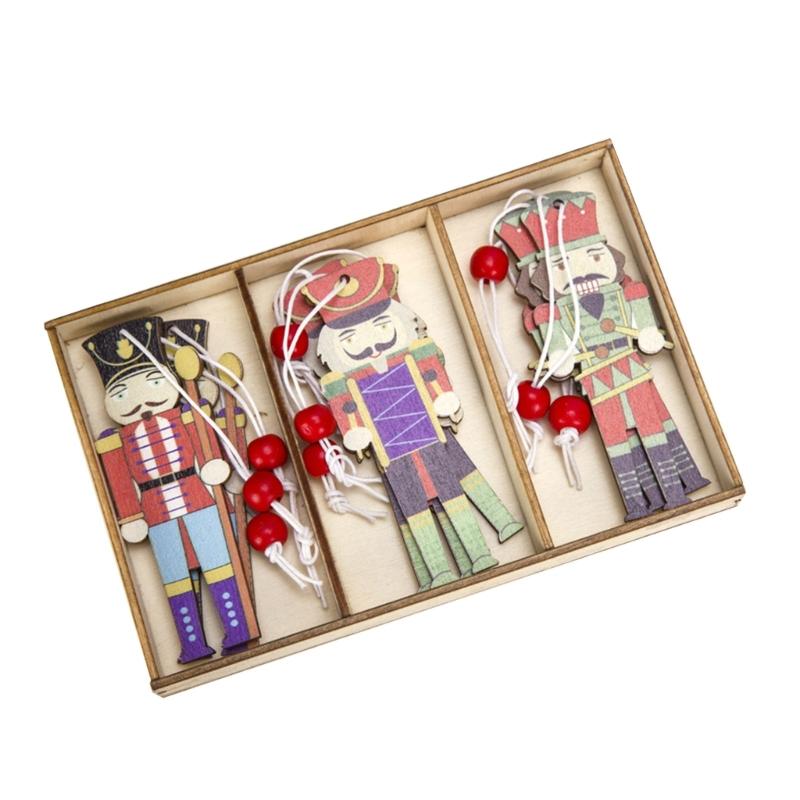 Wooden Nutcrackers Soldier Christmas Tree Hanging Decor PuppetPendants Ornament