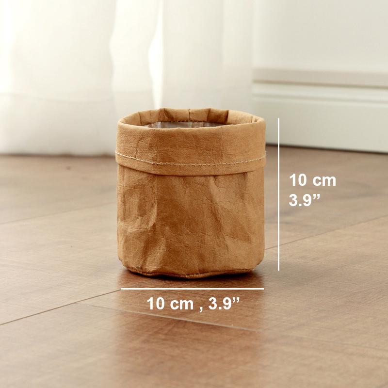Retro Kraft Paper Flower Basket Desktop Makeup Washable Fabric Storage Basket Flower Pot Cover Pen Holder Home Supplies