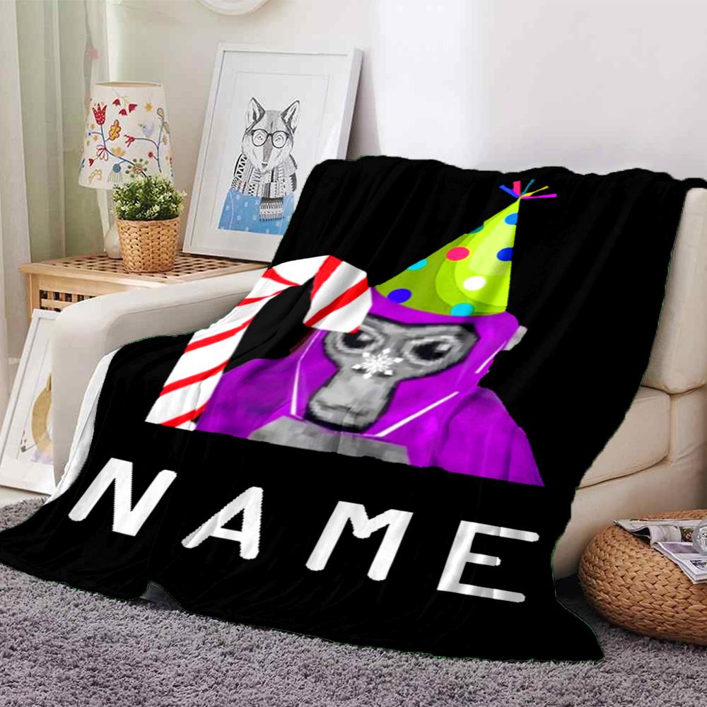 Customiz Name Personality Gorilla Tag Blanket Soft &Warm Sofa Office Bed Travel Lunch Break Blanket, Gift Suitable All Seasons