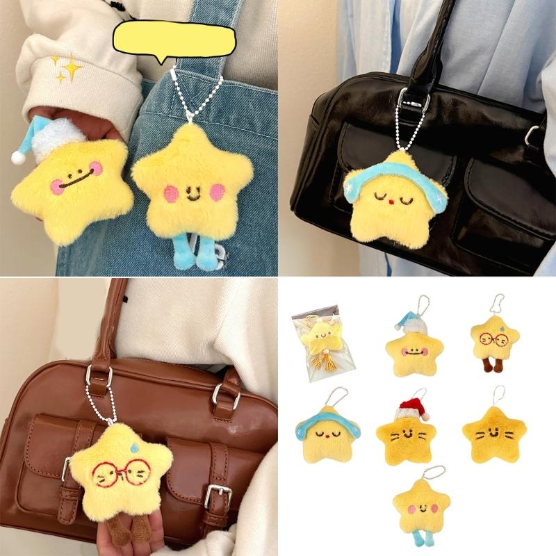 Soft Star Keychain Plush Toy Charm For Bags Backpacks Car Decoration