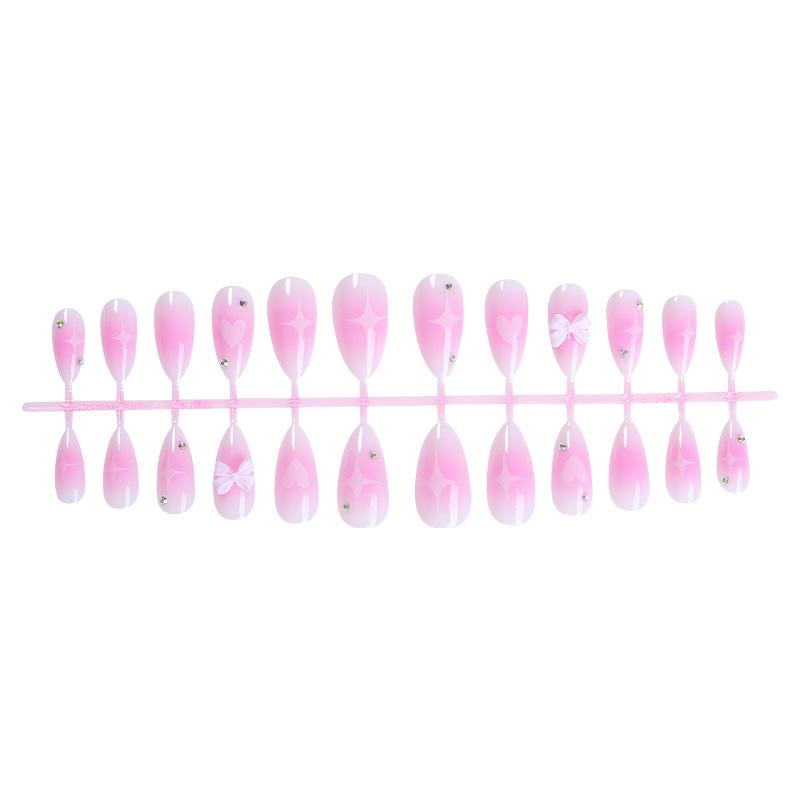 

Fresh Almond Shaped Blush Bow Nail Patches