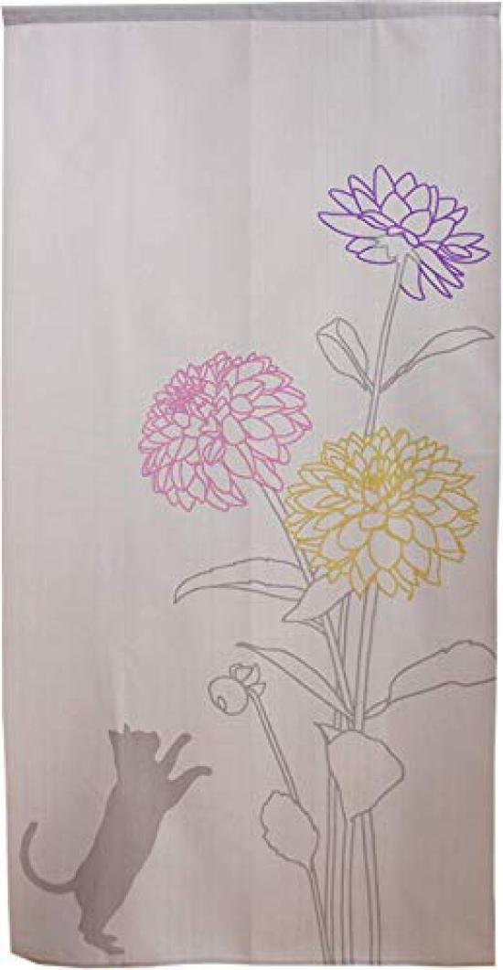 

Noren Kobo Long Noren Wall Room Privacy Western 85 x 170 Available in 3 Cat and Dahlia Design Tapestry, Decor, Divider, Screen, Half-Length Curtain, серый