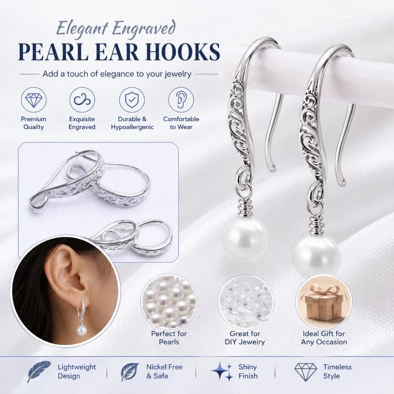 4PCS Eco-Friendly Brass Earring Hooks Smooth Ear Wires for DIY Earring Making Craft Supplies