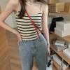 Gestreifter Strick-Camisole-Weste für Damen - Ärmellos, Vielseitiges Sommer-Top