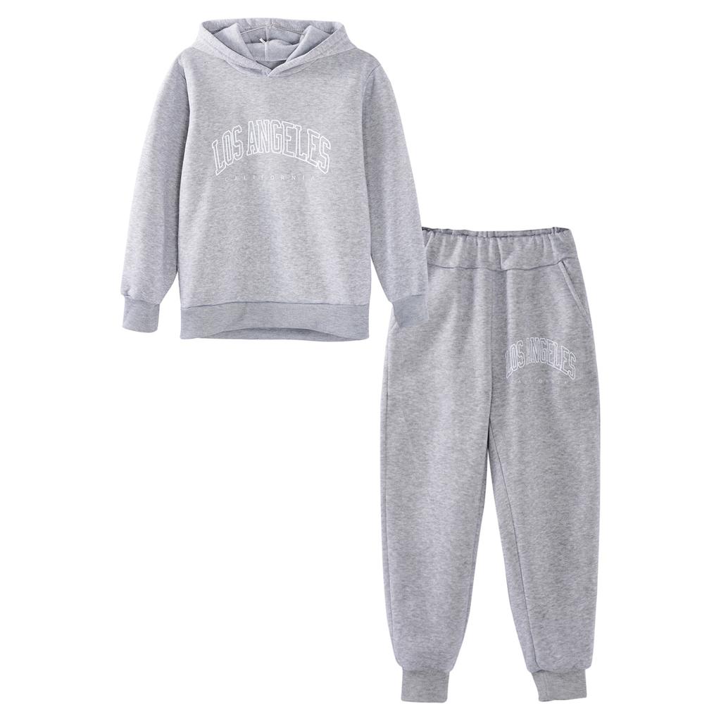 Costume de Sport pour enfants, garçons et filles, lettre imprimée, survêtement, pull à manches longues, sweat-shirt à capuche et pantalon, ensemble deux pièces