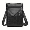 Borse a Tracolla Mini in Finta Pelle Vintage per Donna, Borsa per Cellulare, Portafoglio Giornaliero Multistrato con Zip, Borsa a Spalla Monocolore