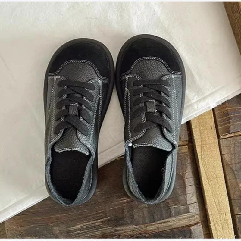 Women's Shoes Half Slippers Pu Leather Flat Shoes Bottom Lace-Up Light Loafers Ladies Casual Outdoor Lazy Shoes