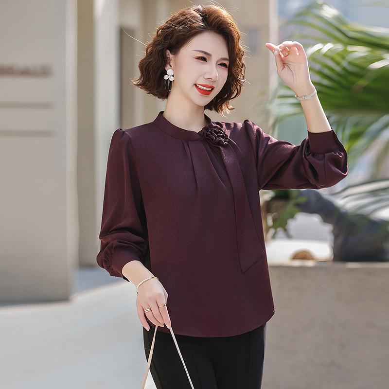 

Elegant Plus Size Slimming Long Sleeve Top - Versatile Spring Fashion for Women 2XL (105-120 jin)