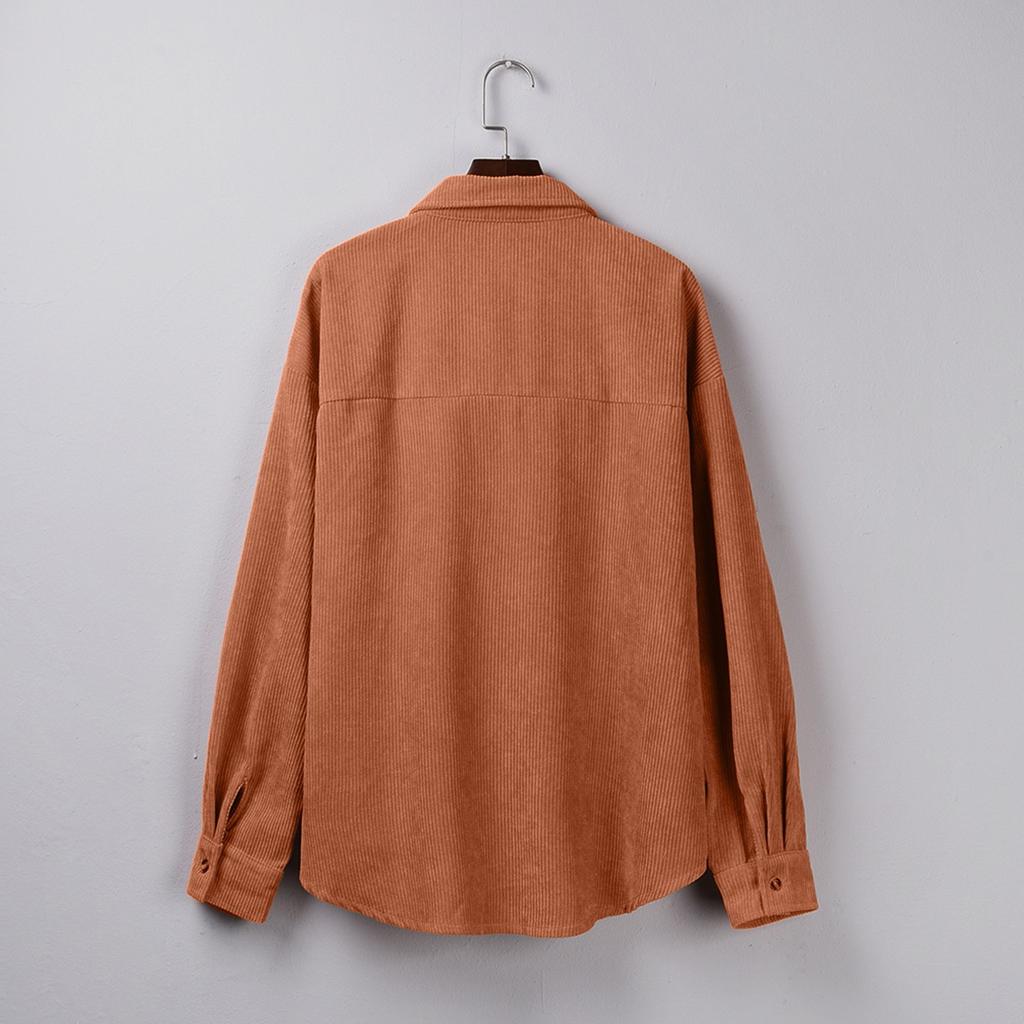 Dame uformelle V-hals Langermet knapp Corduroy95% polye Uformell bluse frakk topper